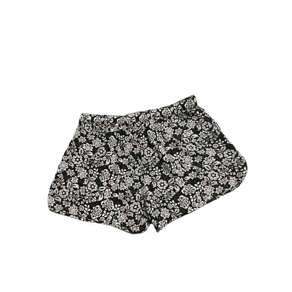 AEROPOSTALE SOFT FLOWY ELASTIC WAIST DRAWSTRING FLORAL BLACK & WHITE SHORTS M - Picture 3 of 6